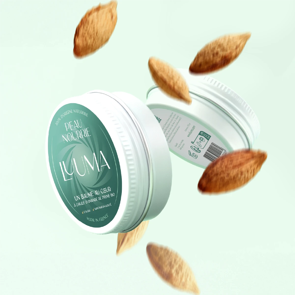 Image du baume entouré de noyaux de prunes