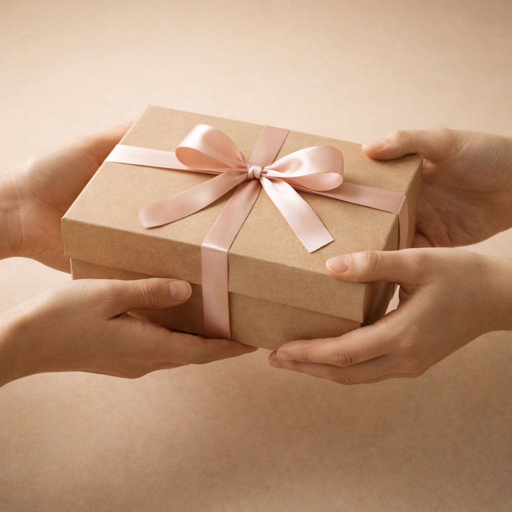 coffret cadeau passé de mains en mains