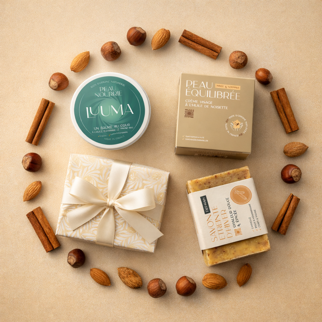 Pack rituel couché entouré de ses ingrédients