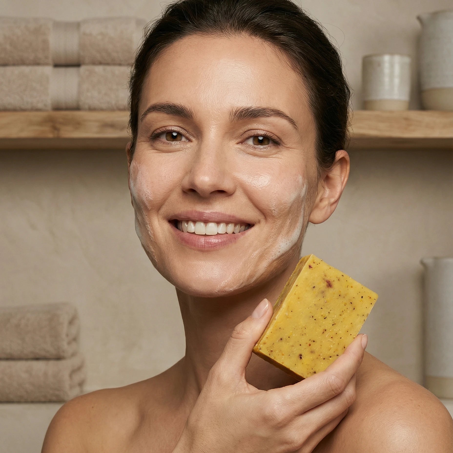 Savon à la cannelle utilisé sur le visage