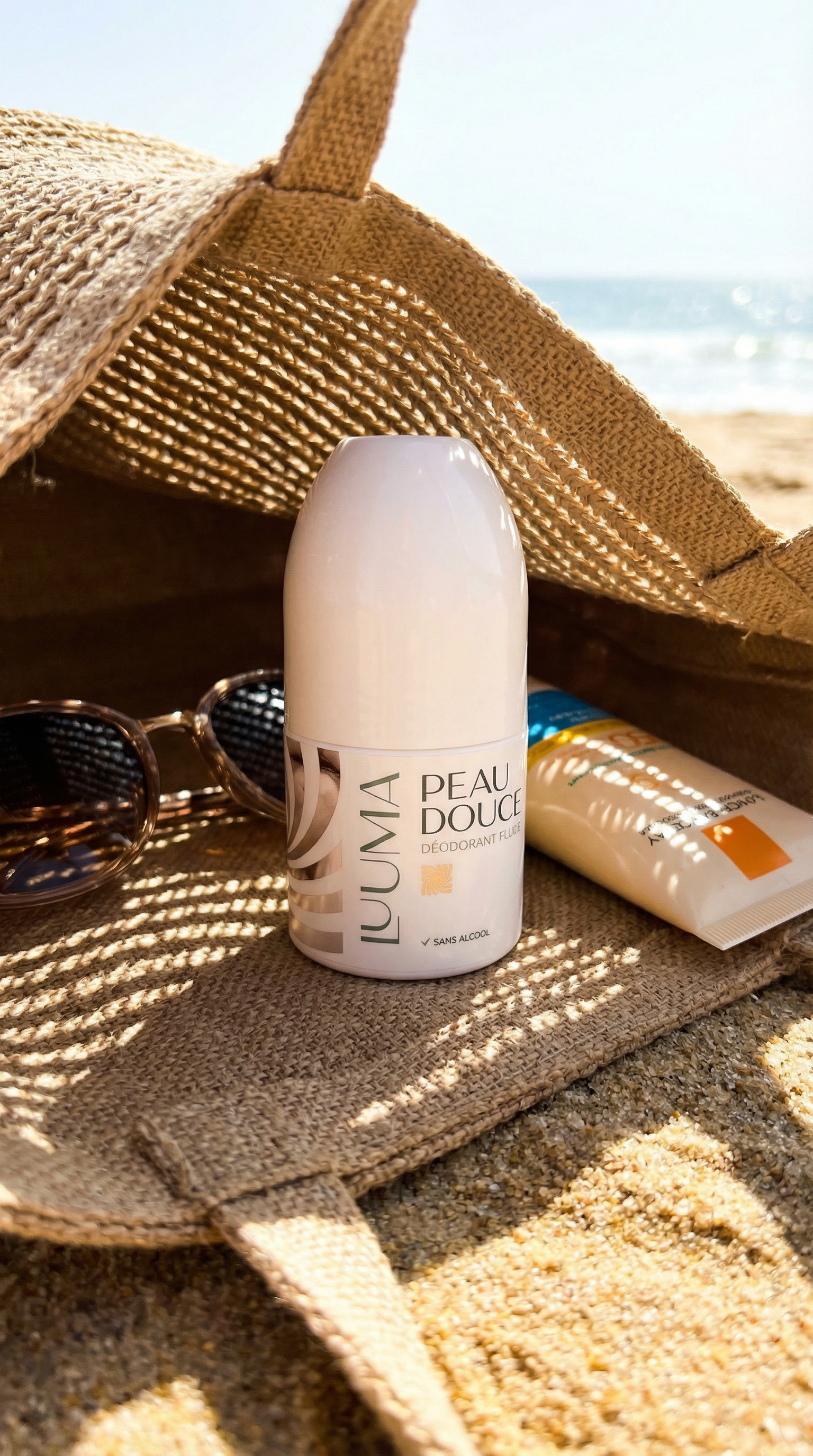 Le deo coton est dans un sac de plage