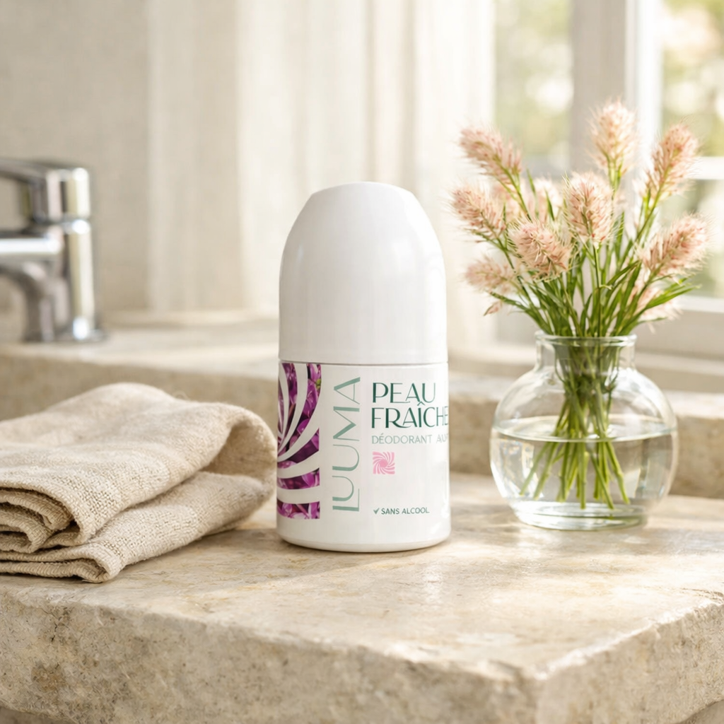 le deo palmarosa est posé dans une salle de bain