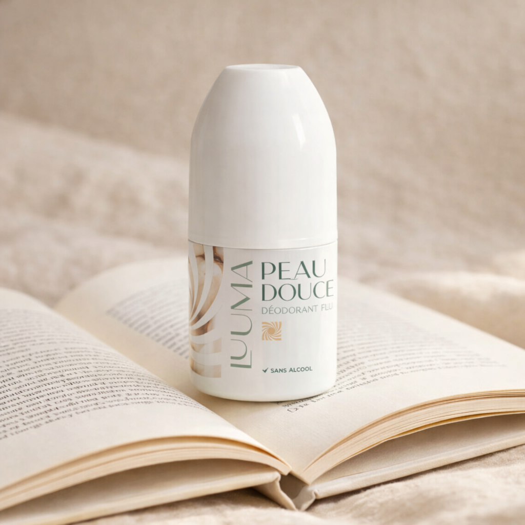 le deo fleur de coton est posé sur un livre