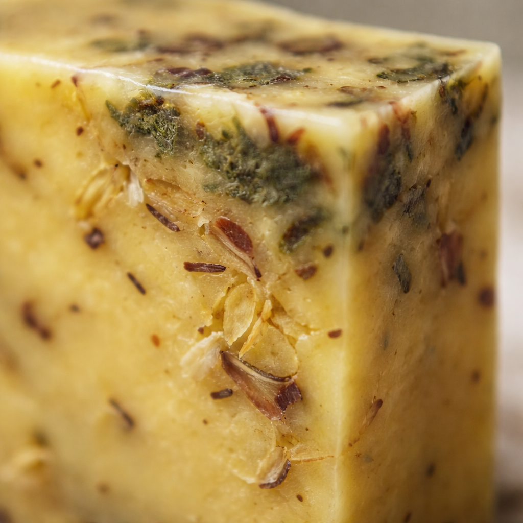 zoom sur la texture du savon au jasmin