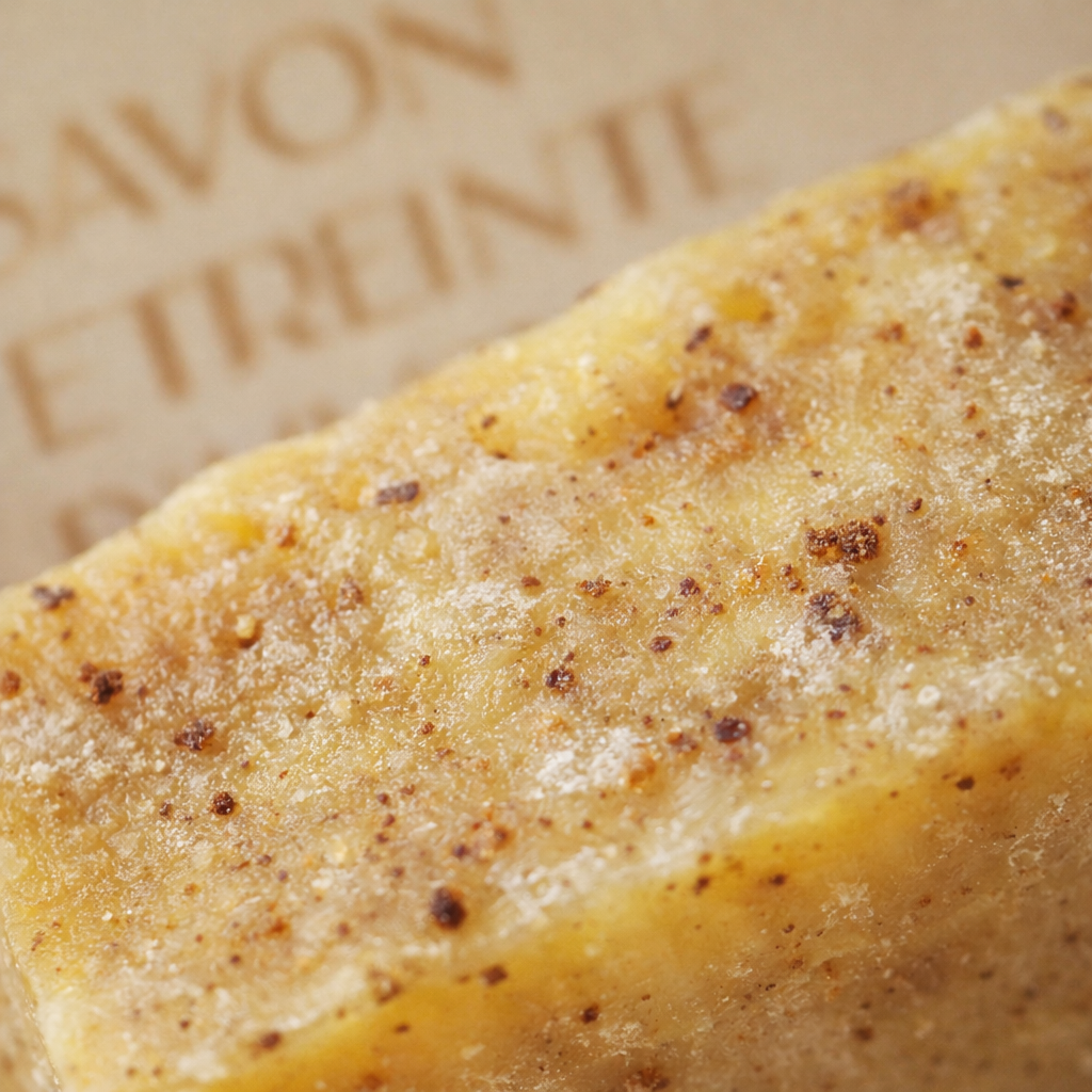 Zoom sur la texture du savon cannelle